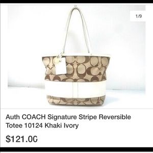 Tan & White Coach Bag